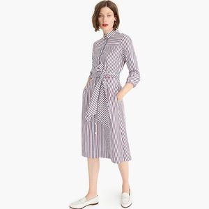 NWT J. Crew Tie Waist Shirt Dress in Stripe